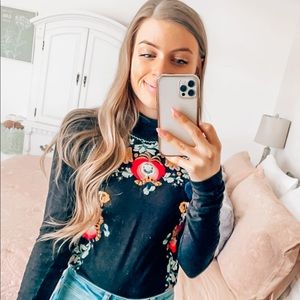 Embroidered Floral Long Sleeve